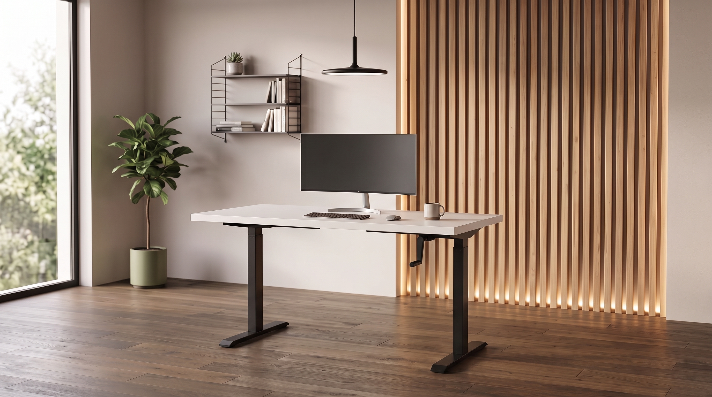 Adjustable table AdapDesk Smart Manual 18мм Crystal White, Space Black