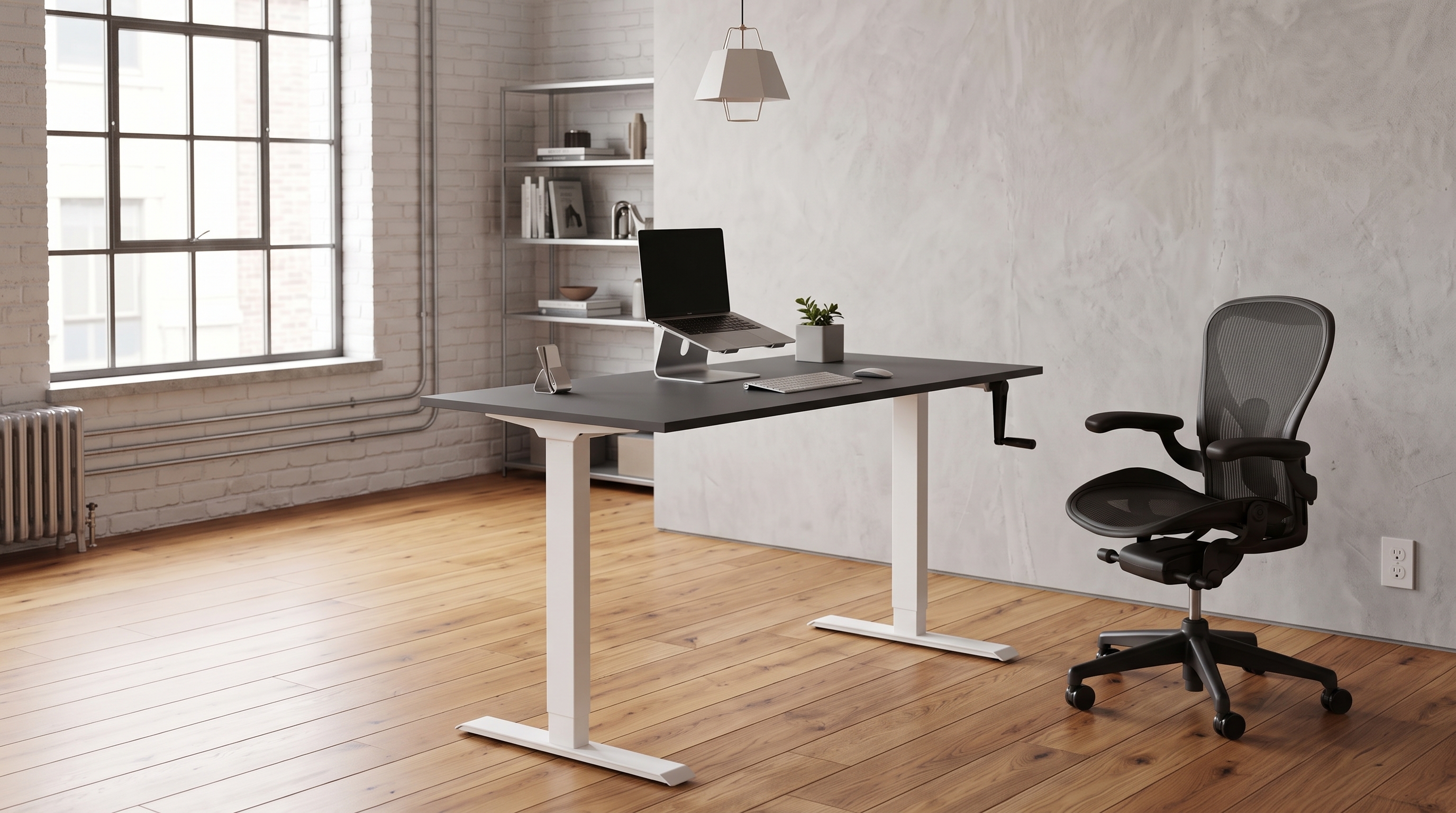 Регульований стіл AdapDesk Smart Manual 18мм Deep Black, Snow White
