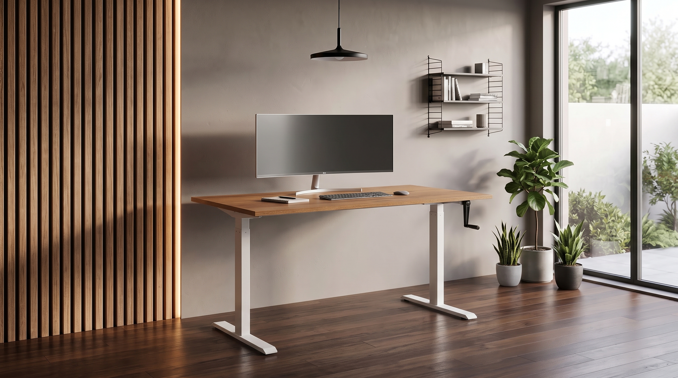 Adjustable table AdapDesk Smart Manual 18мм Golden Wood, Snow White