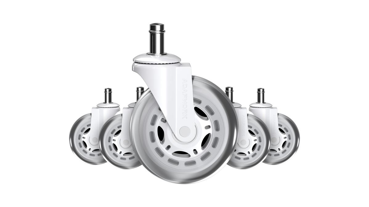 Комплект (5шт) прогумованих роликів CASTORS 65 Білий, фото 3