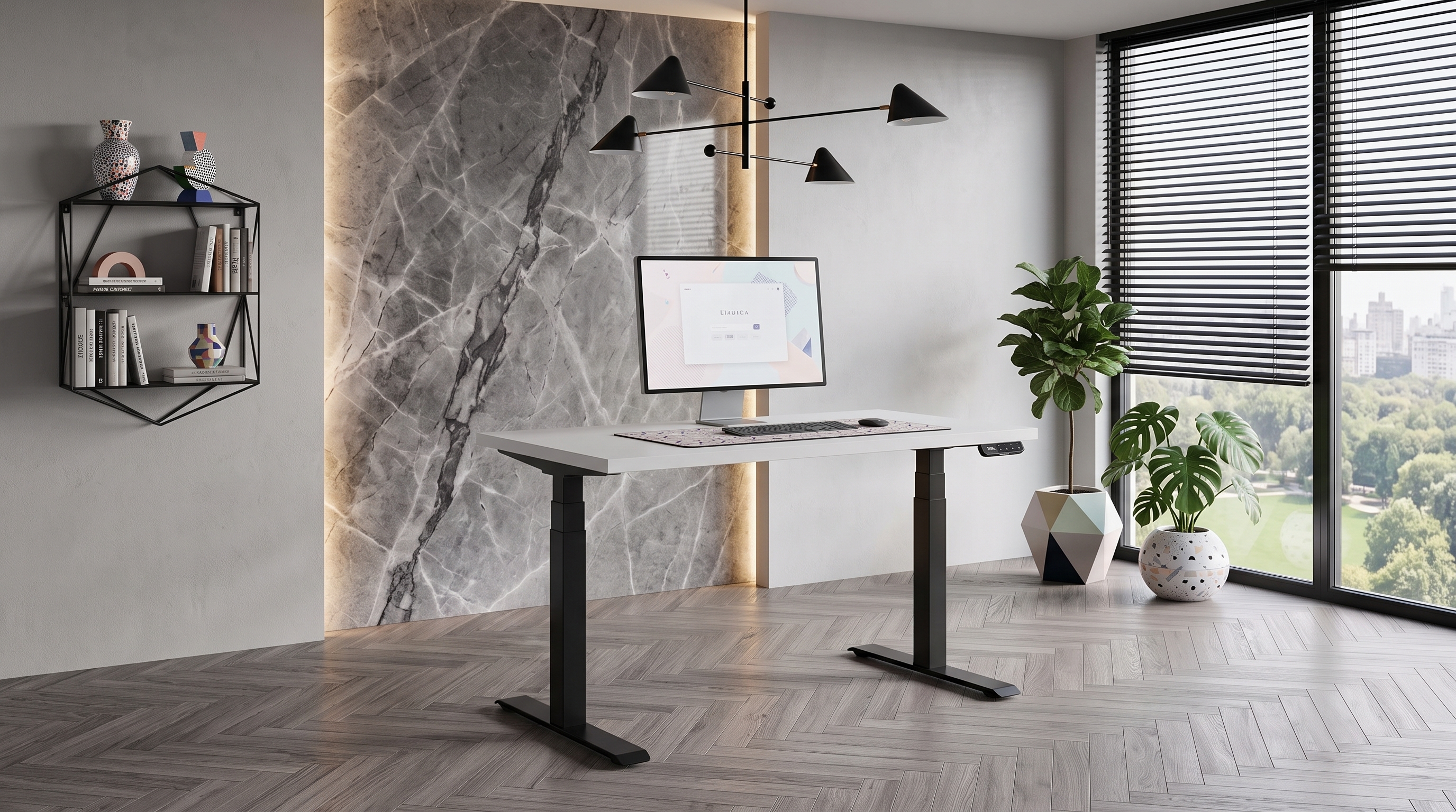Регульований стіл AdapDesk Smart 2 Motor Pro 36мм Crystal White, Space Black