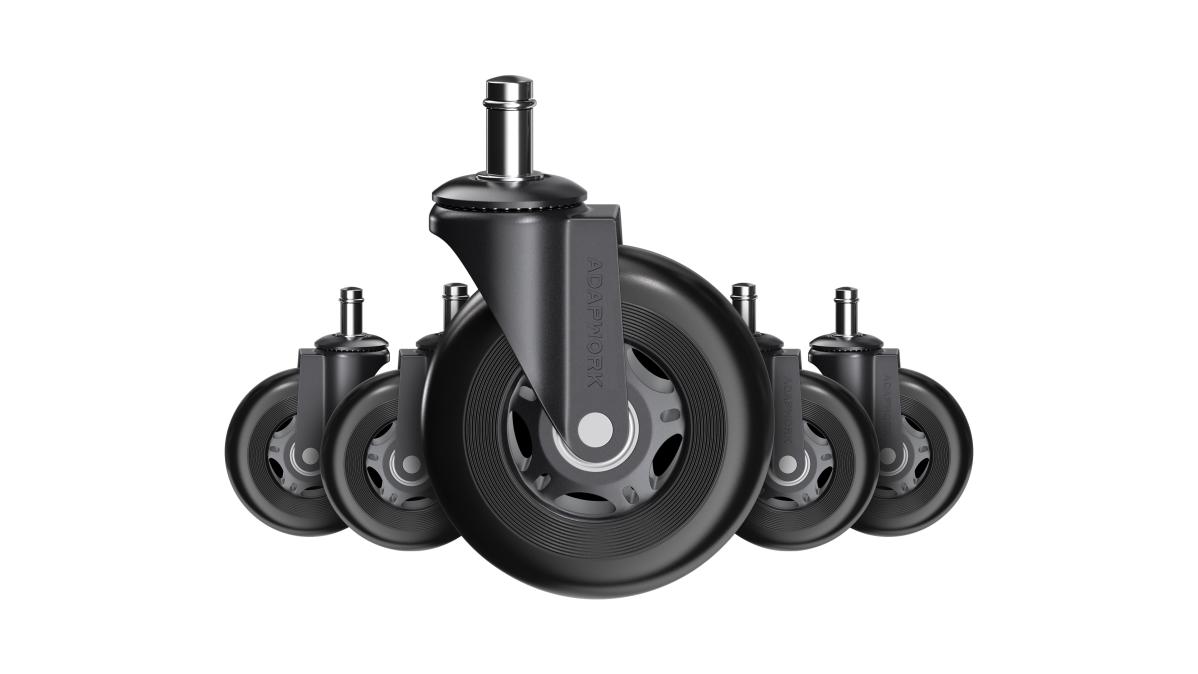 Комплект (5шт) прорезиненных роликов CASTORS 65 Черный, фото 3