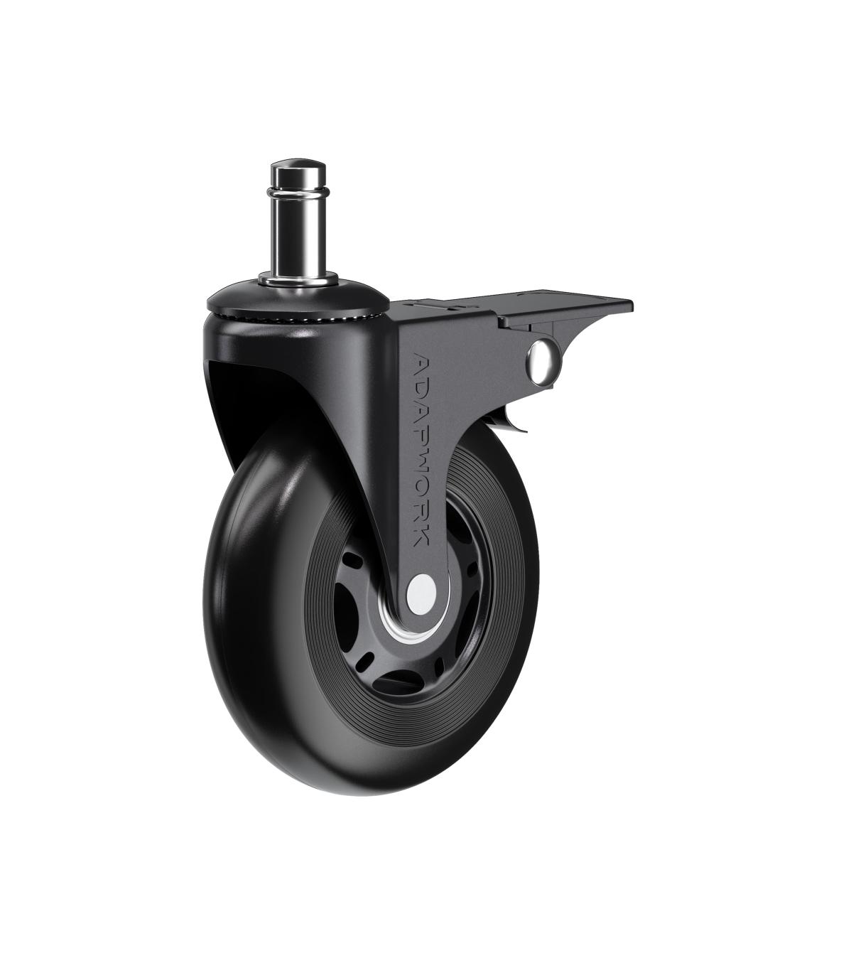 Комплект (5шт) прорезиненных роликов CASTORS 75 FIX Черный, фото 1