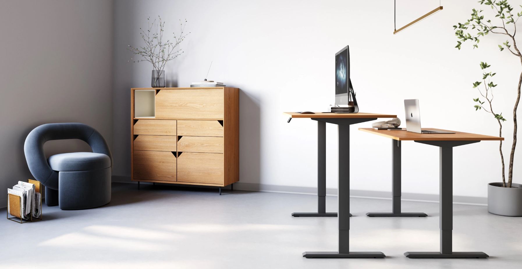 Регулируемый стол AdapDesk Smart 1 Motor 18мм Golden Wood, Space Black
