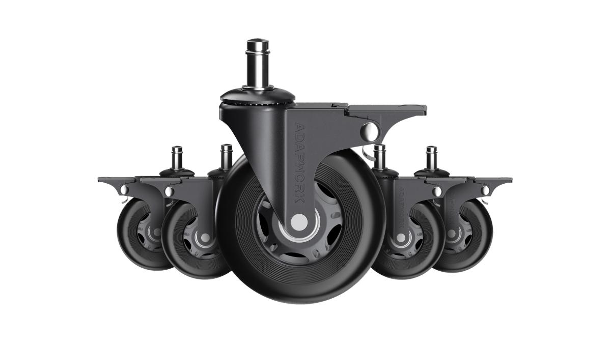 Комплект (5шт) прорезиненных роликов CASTORS 75 FIX Черный, фото 3