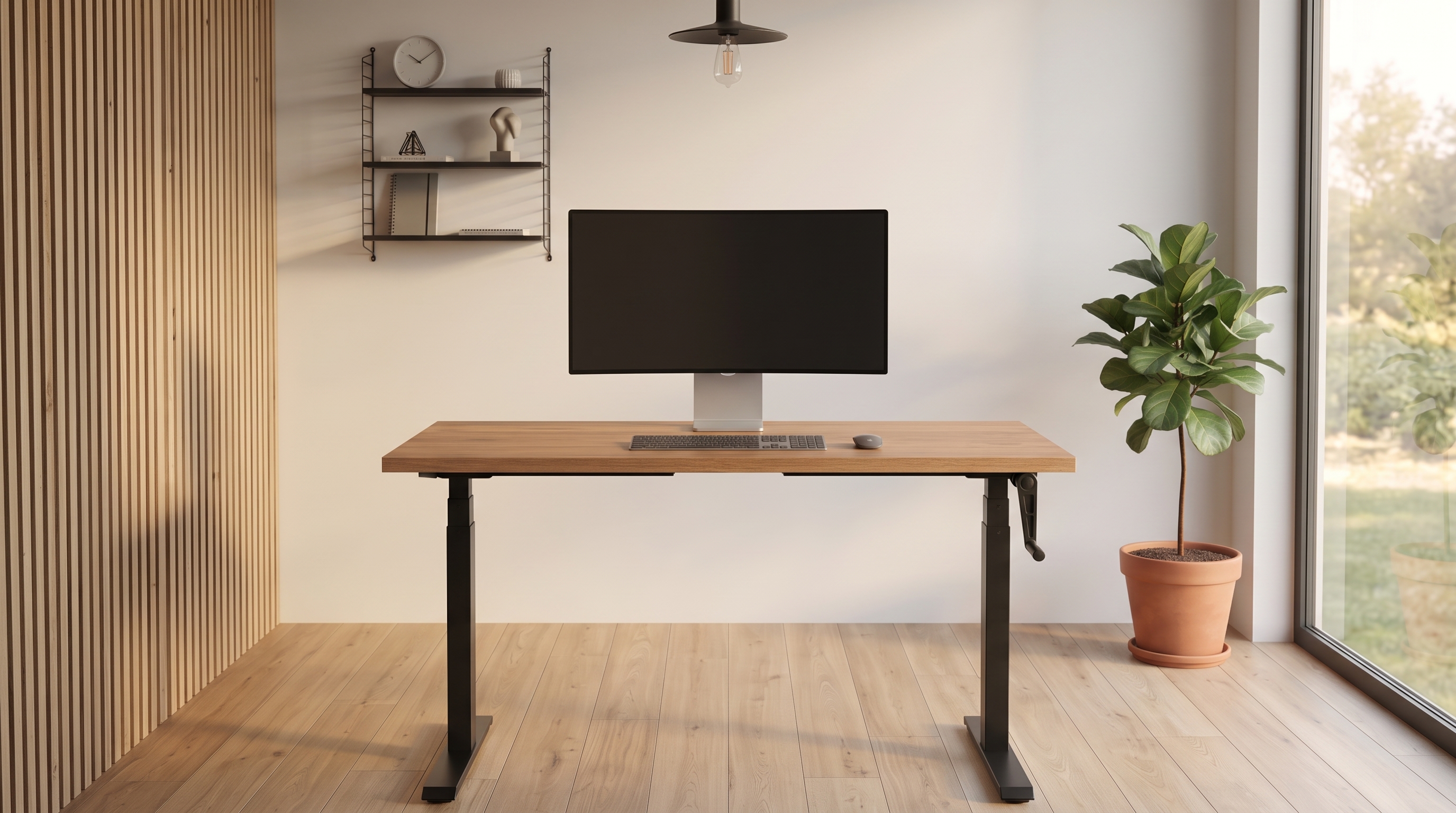 Adjustable table AdapDesk Smart Manual 18мм Golden Wood, Space Black