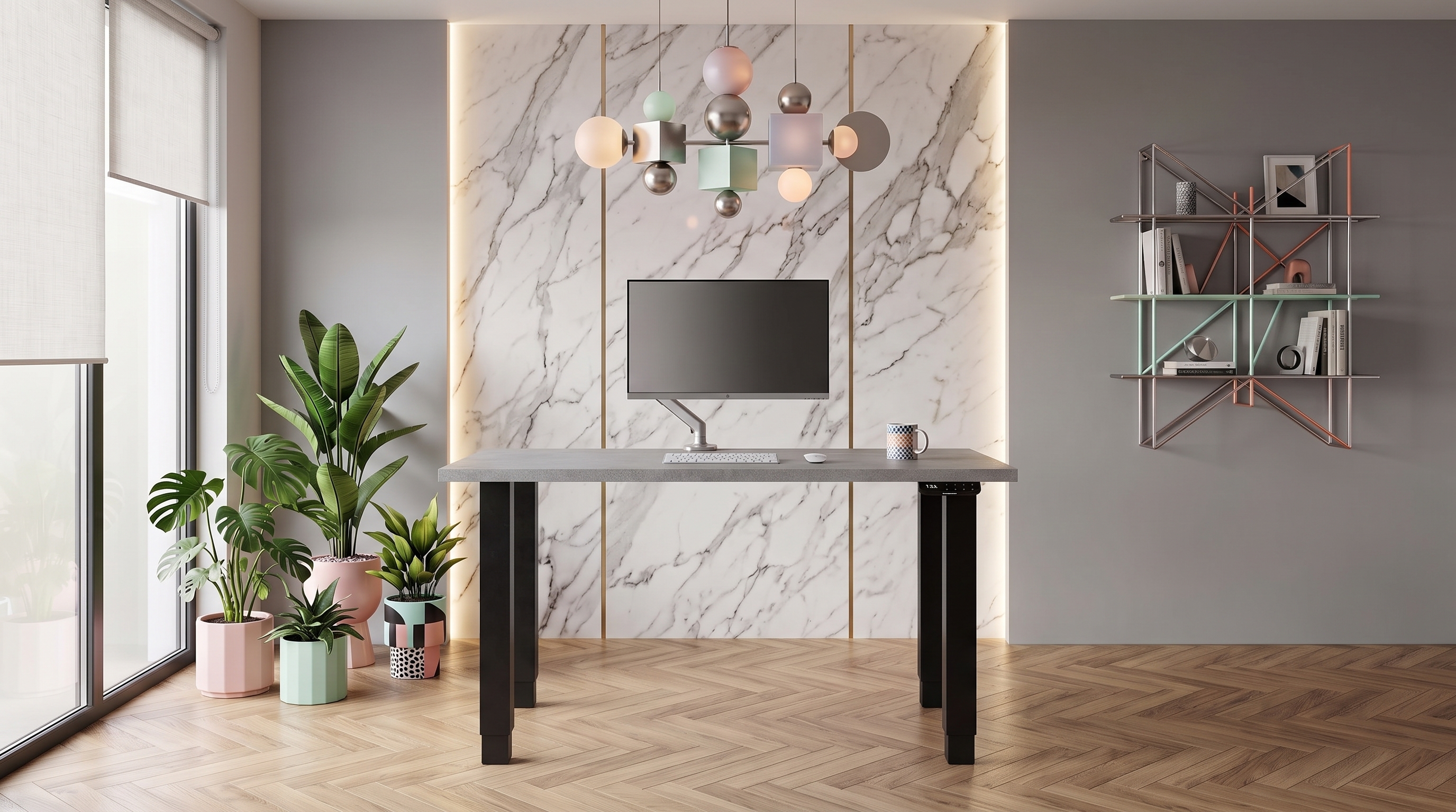 Регульований стіл AdapDesk Smart 4L 2 Motor 36 мм Smoky Gray, Space Black