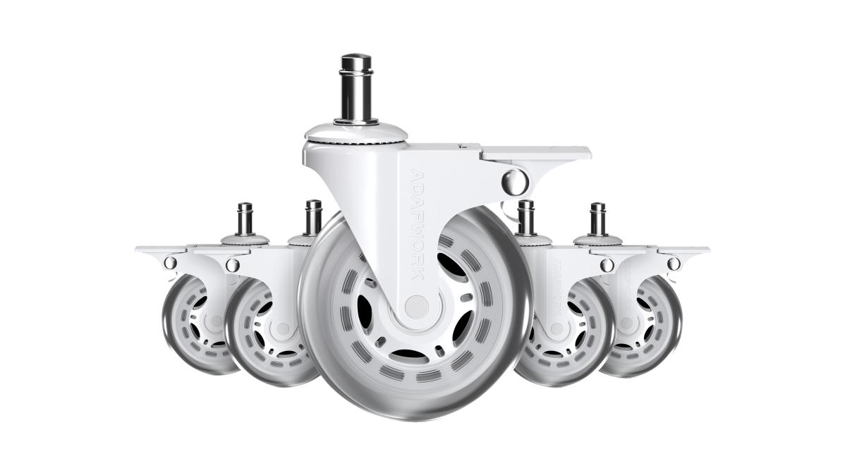 Комплект (5шт) прогумованих роликів CASTORS 75 FIX Білий, фото 3