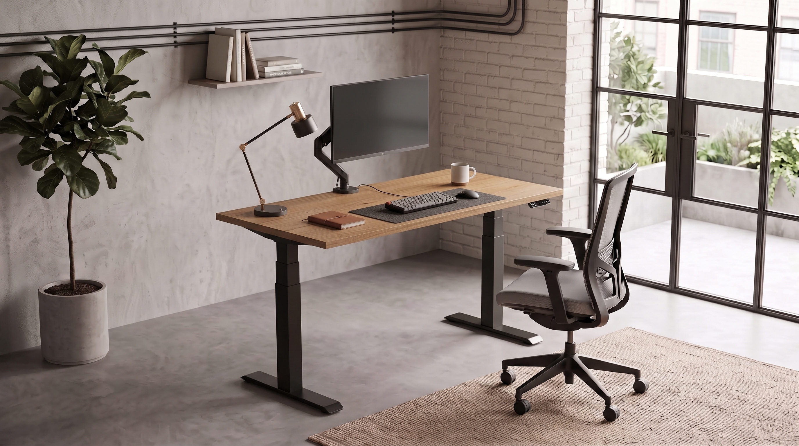 Регульований стіл AdapDesk Smart 2 Motor Pro 36мм Golden Wood, Space Black