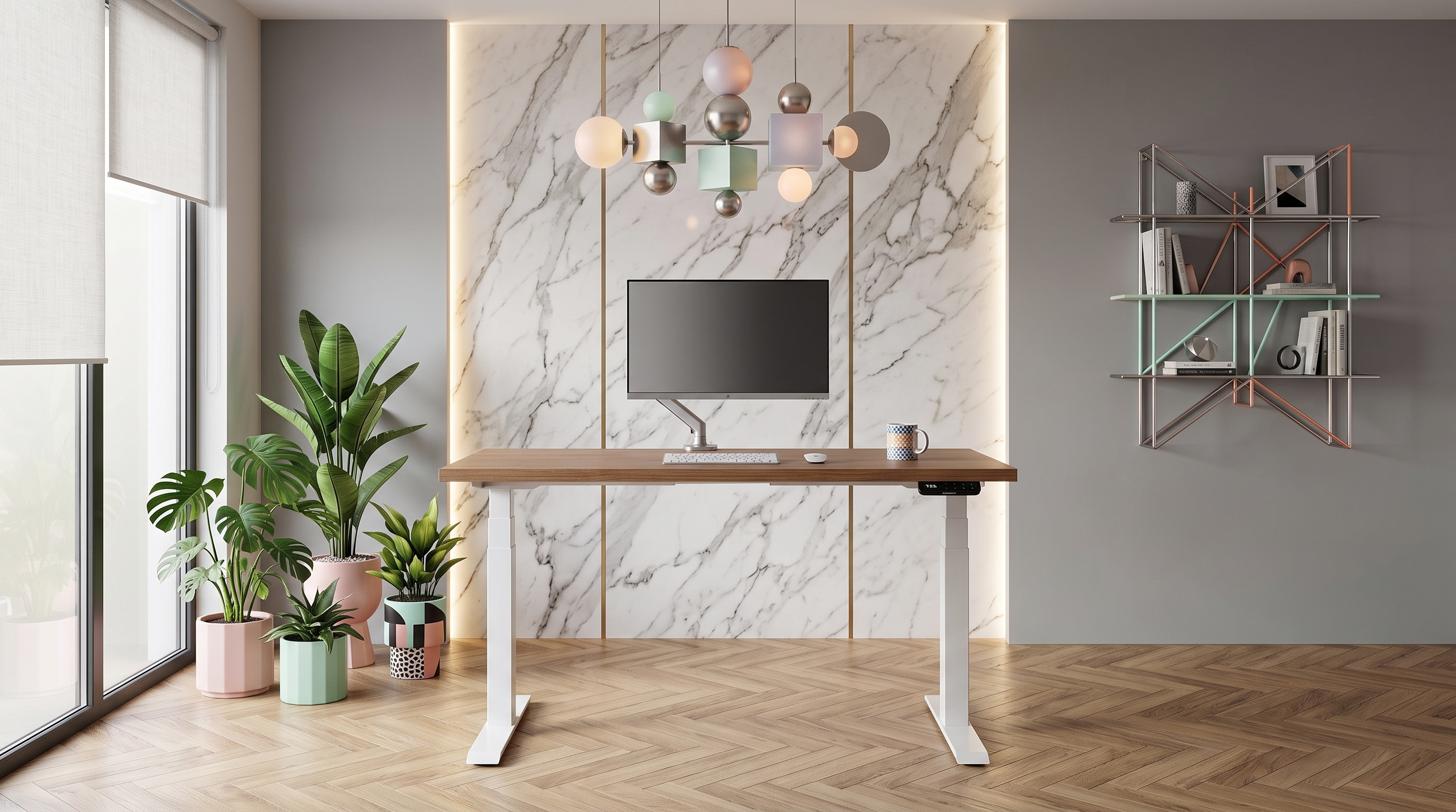 Регульований стіл AdapDesk Smart 2 Motor Pro 36мм Golden Wood, Snow White