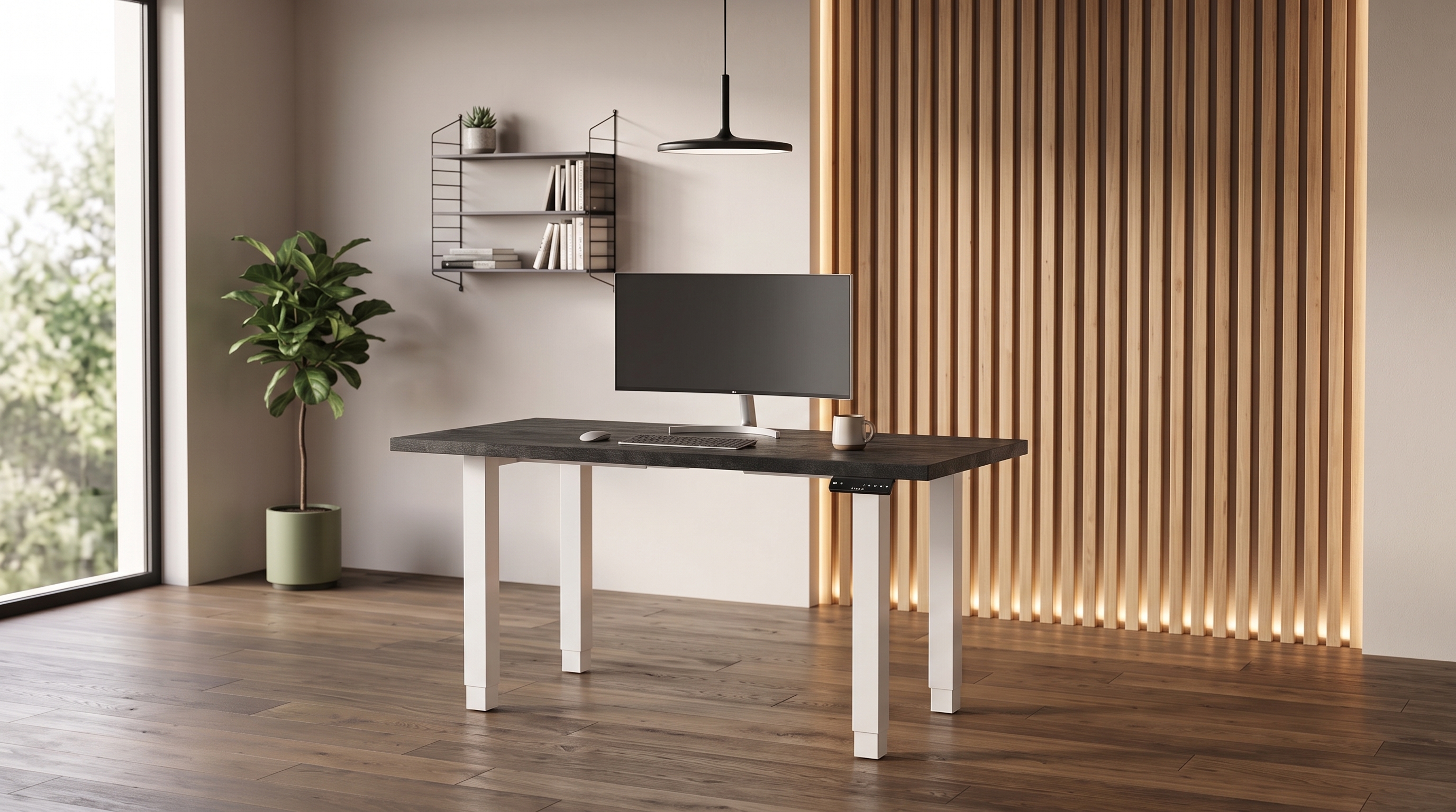 Регульований стіл AdapDesk Smart 4L 2 Motor 36 мм Carbon Black, Snow White