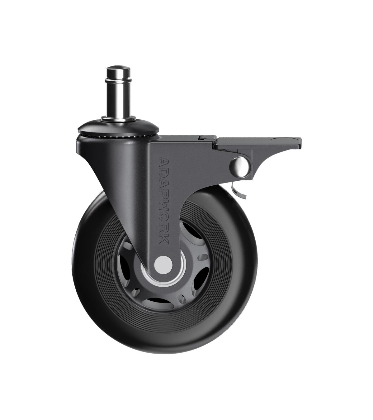 Комплект (5шт) прорезиненных роликов CASTORS 75 FIX Черный, фото 2