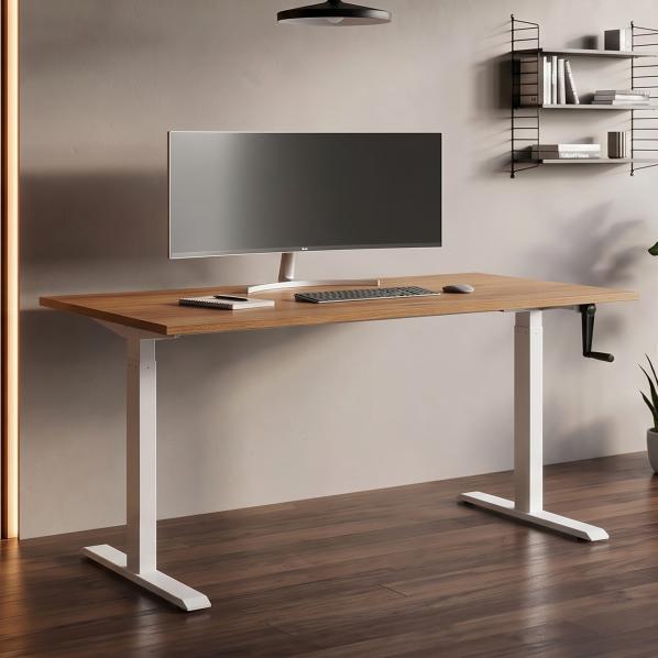 Ергономічне Регульований стіл AdapDesk Smart Manual 18мм Golden Wood, Snow White