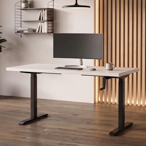 Ергономічне Регульований стіл AdapDesk Smart Manual 18мм Crystal White, Space Black