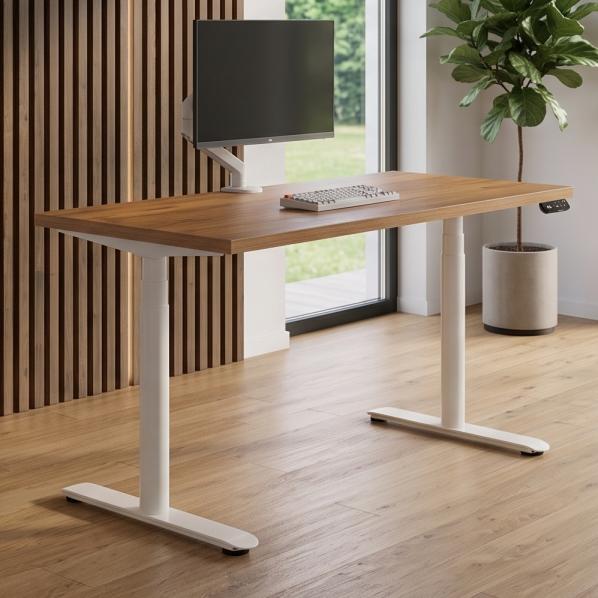 Ергономічне Регульований стіл AdapDesk Smart 2 Motor Pro Max 36мм Golden Wood, Snow White