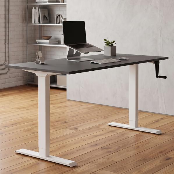 Ергономічне Регульований стіл AdapDesk Smart Manual 18мм Deep Black, Snow White