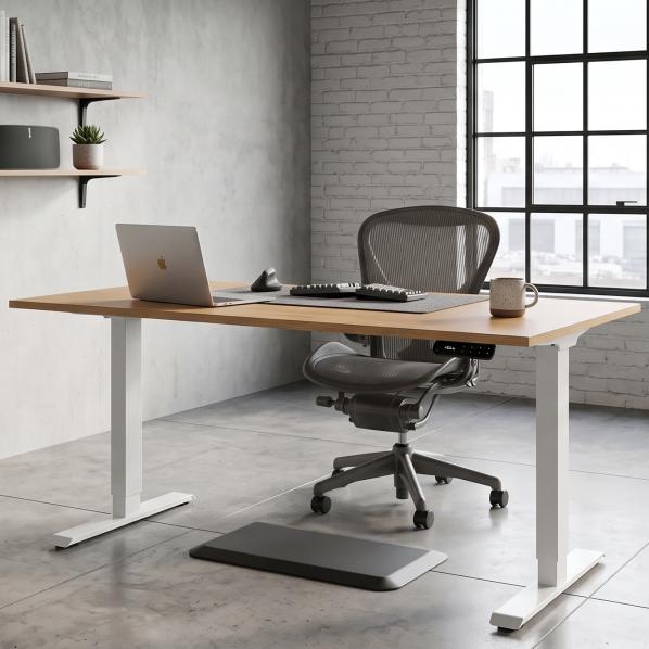 Ергономічне Регульований стіл AdapDesk Smart 2 Motor 18мм Golden Wood, Snow White