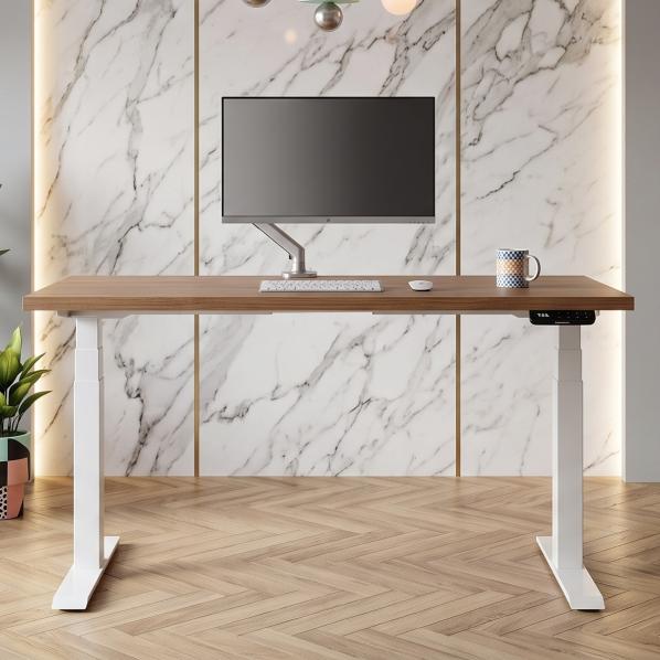 Ергономічне Регульований стіл AdapDesk Smart 2 Motor Pro 36мм Golden Wood, Snow White