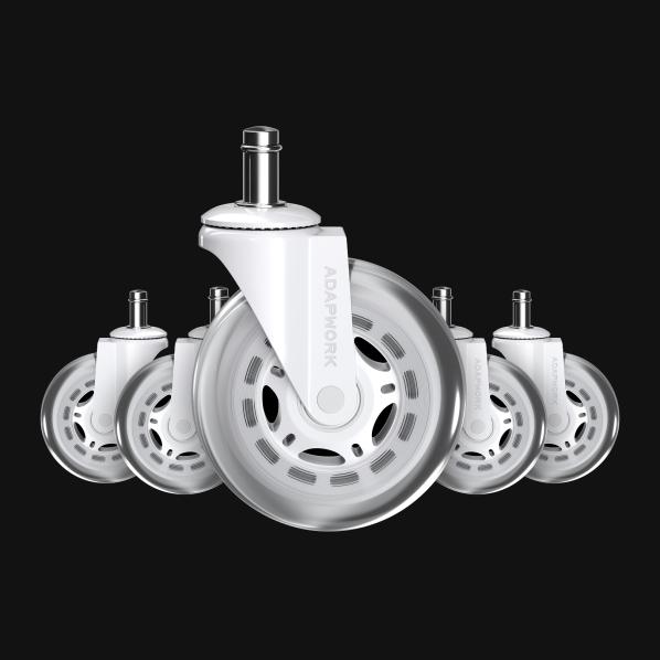 Set (5 pieces) of rubberized castors CASTORS 65 White