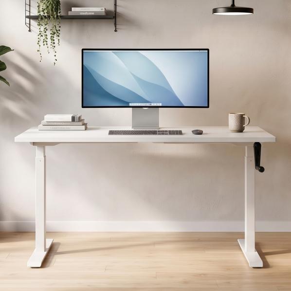 Ергономічне Регульований стіл AdapDesk Smart Manual 18мм Crystal White, Snow White