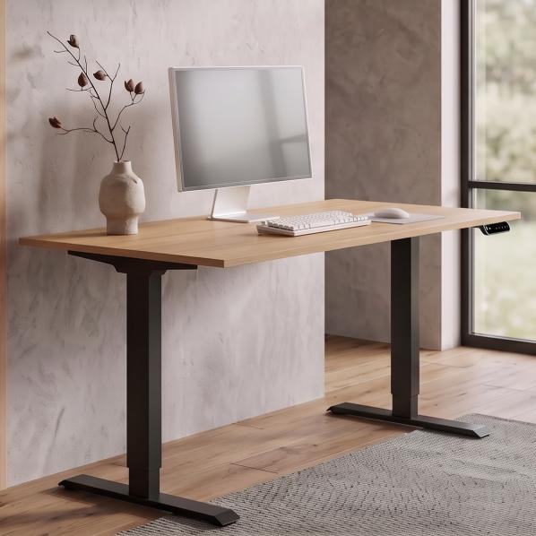 Ergonomic Adjustable table AdapDesk Smart 2 Motor 18mm Golden Wood, Space Black