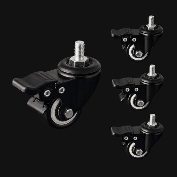 Set (4 pieces) of rubberized castors for the Smart Desk fix Black