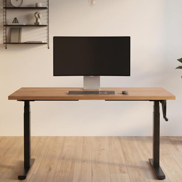 Ергономічне Регульований стіл AdapDesk Smart Manual 18мм Golden Wood, Space Black