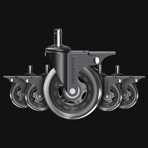 Комплект (5шт) прогумованих роликів CASTORS 75 FIX Прозорий